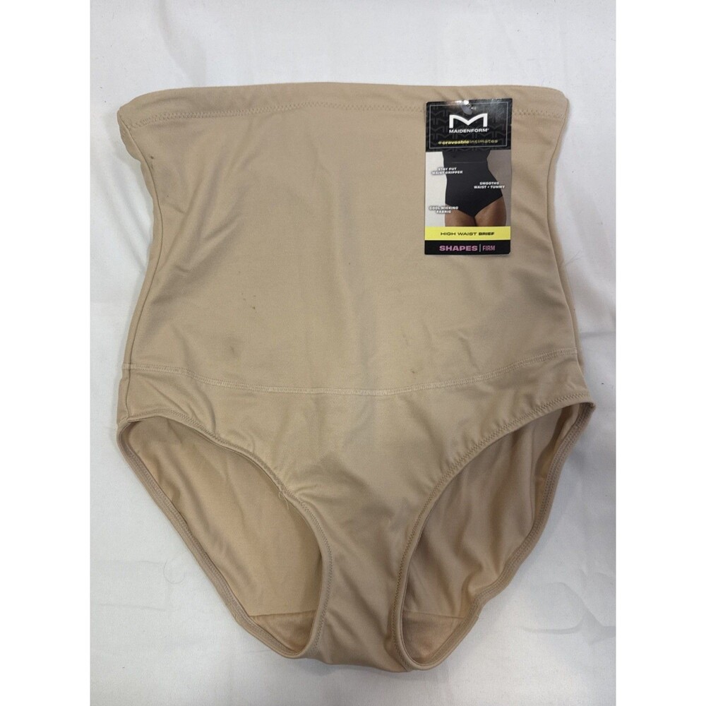 Maidenform Self Expressions Women's L Large High-Waist Briefs Beige Nude 290 New